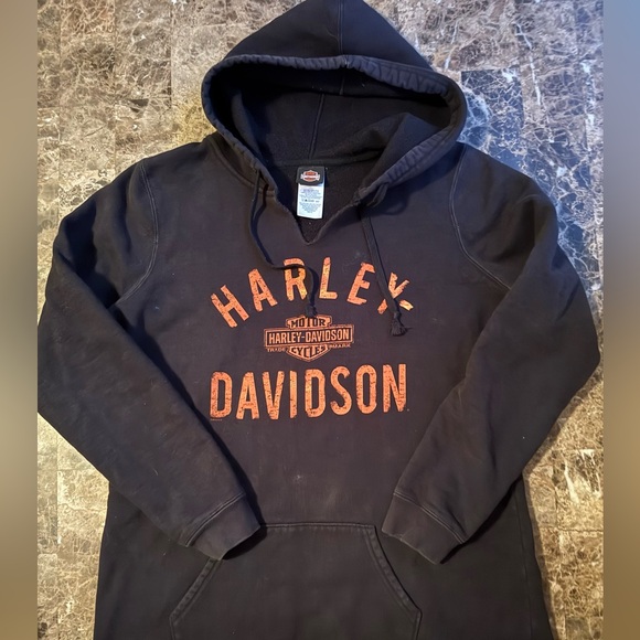 Harley-Davidson Black Hoodie with Orange Winged Logo - Picture 1 of 6